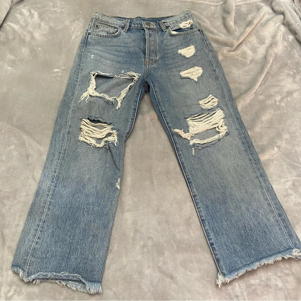 CARMAR Chara Emelia Distressed Button Fly Ripped Raw Hem Jeans 21194